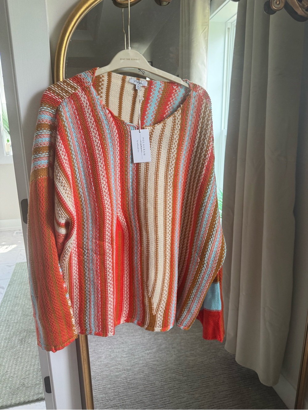 Polagram Striped Knit Sweater - Orange, Cream & Blue